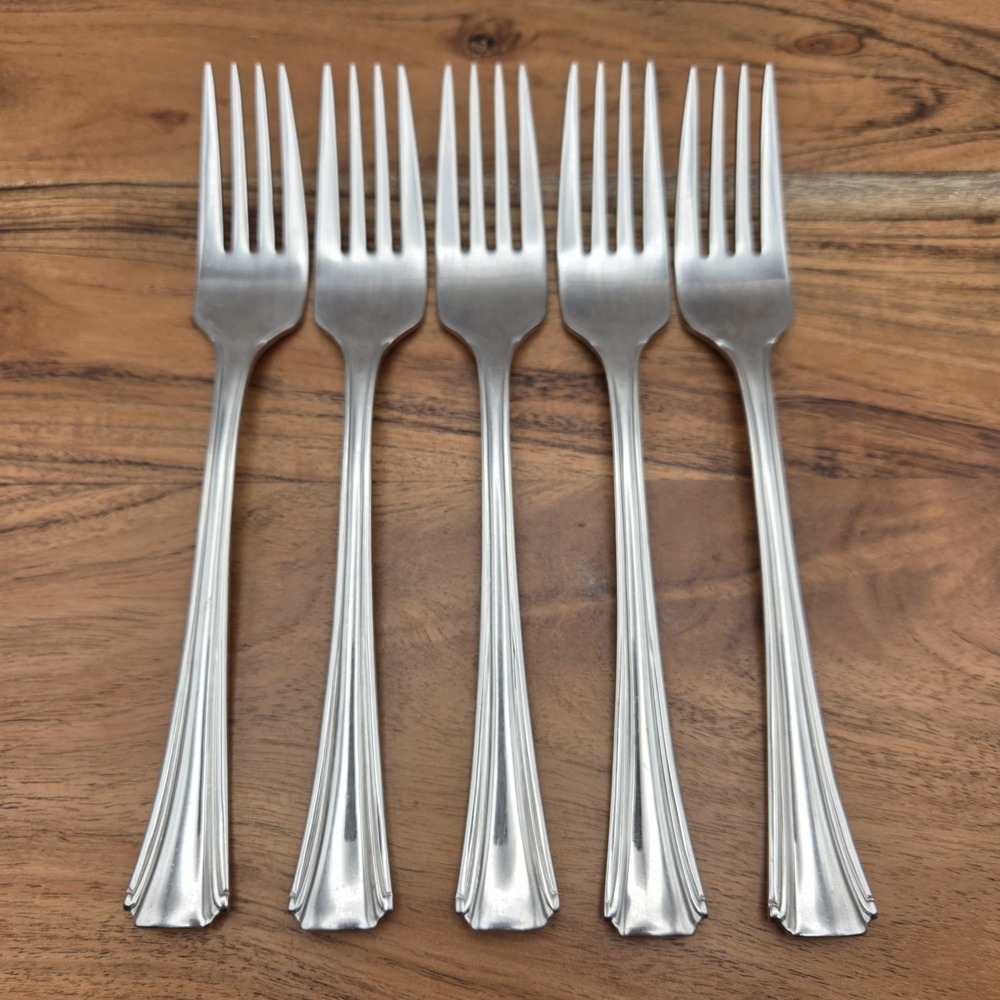 Set Of 5 Oneida Bordeaux Stainless Steel 18/10 Dinner Forks 7.75"